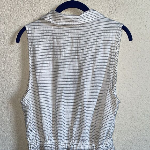 Splendid Tank dress Button Front  tie waist Large Pockets Lagen Cottage Stripe - Picture 8 of 11